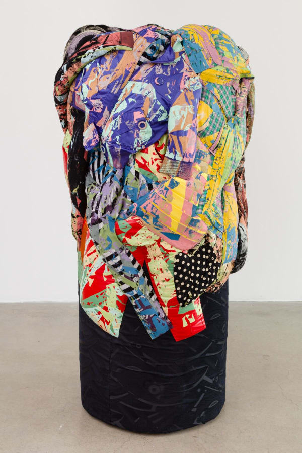 Super Stick 2014 Silkscreen on clothing, foam, steel support 64 x 28 x 24 inches (162.6 x 71.1 x 61 cm) AH 151