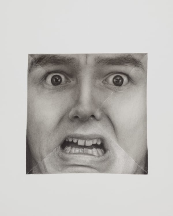 Fear/Octahedron 2013 - 2014 Paper, graphite, fixative, monofilament, brass beads, lead weights 7 x 7 x 7 inches (17.8 x 17.8 x 17.8 cm) HB 44