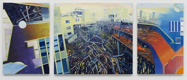 KR 19, 2010 Oil on canvas on panel Triptych: 40 x 26 inches (101.6 x 66 cm), 48 x 40 inches (x 121.9 x 101.6 cm), 40 x 26 inches (101.6 x 66 cm) Overall: 40 x 101 1/2 inches (101.6 x 257.8 cm)