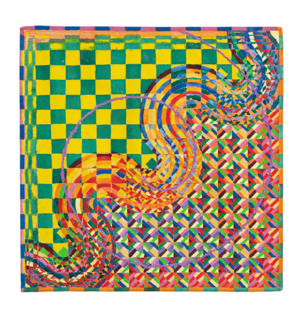 Alan Shields Fast Trac Worm, 1997 Acrylic, thread, yarn on canvas 30 x 30 inches (76.2 x 76.2 cm) Private Collection