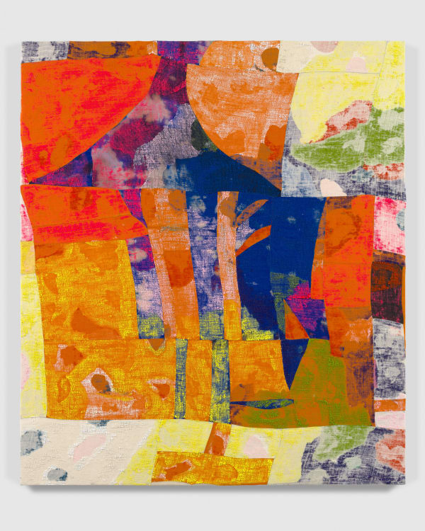 Evan Nesbit Open Objects, 2018 Acrylic, dye and burlap 79 x 68 inches (200.7 x 172.7 cm)