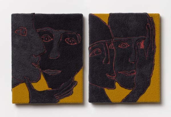 Alessandro Teoldi Untitled (Delta Airlines and American Airlines) 2016 Airline inflight blankets 10 x 8 inches (25.4 x 20.3 cm) each part AlTe 1