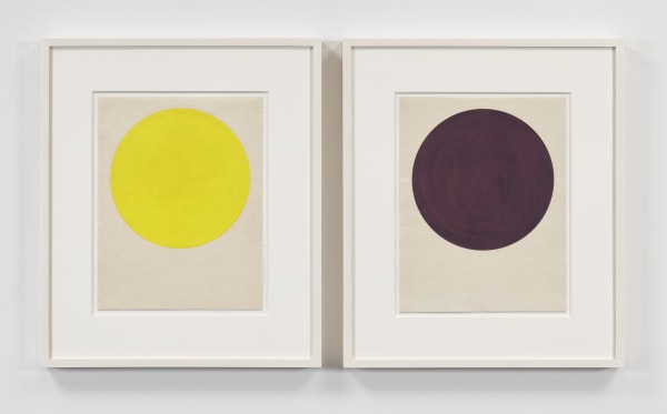 Marsha Cottrell Circle Pair (Yellow/Dark), 2019 Archival pigment on digital ground on paper, unique 11 x 8 1/2 in (27.9 x 21.6 cm) each Private Collection