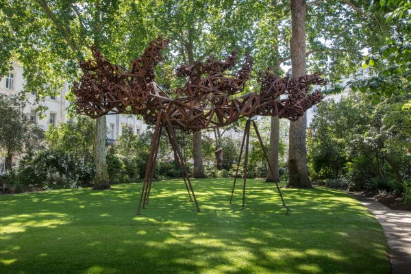 Sculptures by Conrad Shawcross are installed in the gardens of Wilton Crescent