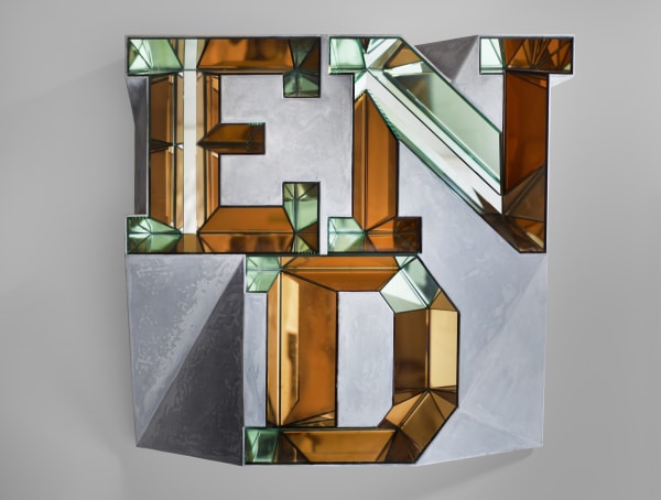 Doug Aitken, END (Mirror), 2014 Clear mirror, coloured mirror, resin and concrete 112.7 x 119.4 x 28.6 cm 44 3/8...