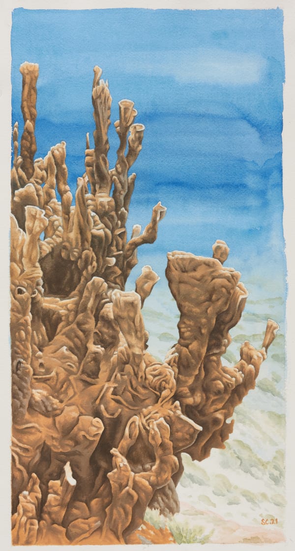 Sean Cavanaugh Oasis, 2021 Watercolor & oil on paper 19.7 by 10.8 inches