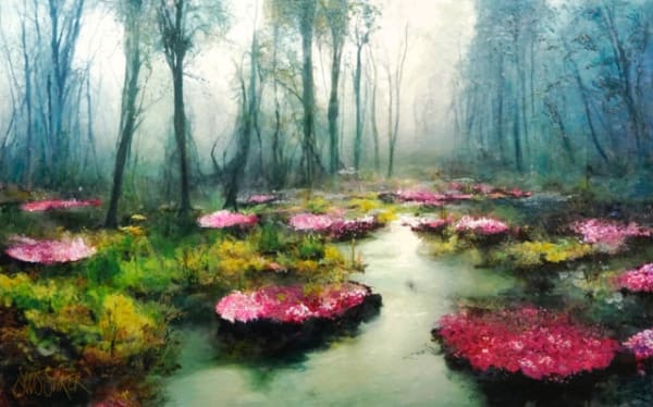 Suus Suiker Symbiose 160-31 Signed Mixed media: beeswax, ink, pigment and resin on panel 100 x 160 cm