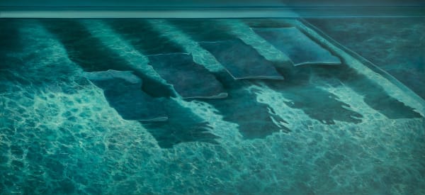 Ria de Henau Stepping into the Blue Oil on canvas 90 x 200 cm