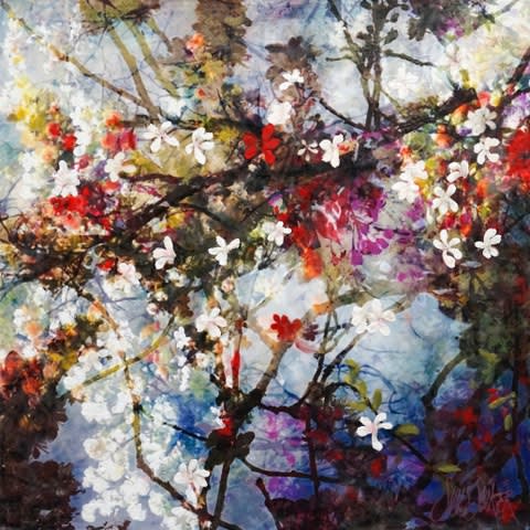 Suus Suiker Symbiose 80-73 Signed Mixed media: beeswax, ink, pigment and resin on panel 80 x 80 cm