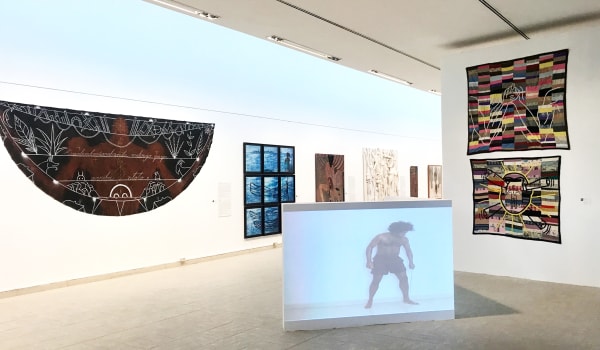 Installation photograph of exhibition of Without Masks in Havana 2017.