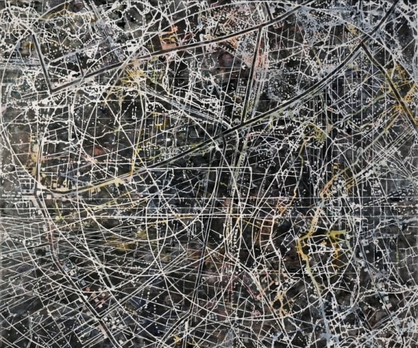 CHERYL GOLDSLEGER - Osculate, 2016, Mixed media on linen, 48 x 58 in.