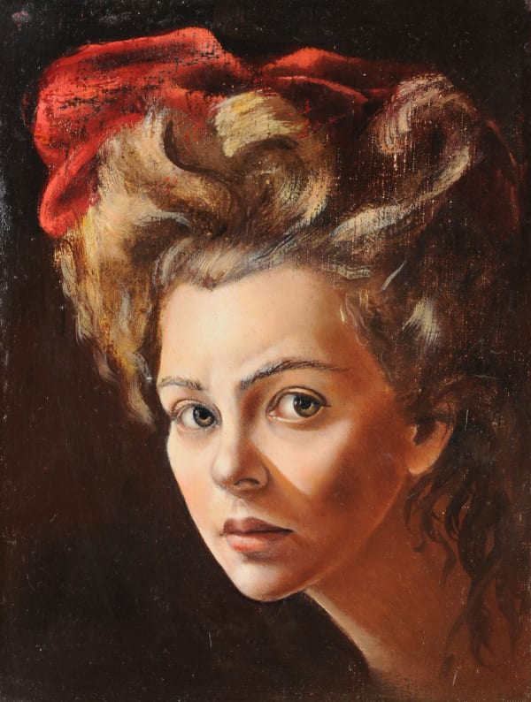 Leonor Fini, Autoportrait au turban rouge (1938-41). Image courtesy Sotheby’s.