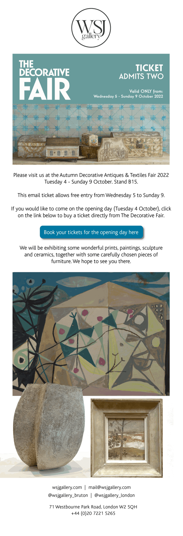 WSJ Gallery exhibiting at the Battersea Decorative fair