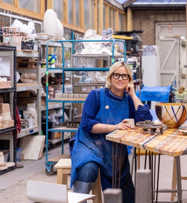 Francesca in her studio (photograph by Robert Fairer)