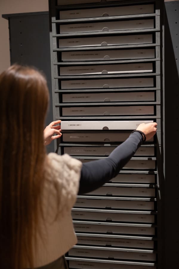 Installation view, Boncompagnina, Archivio, RWD-FWD (detail), 2023-2025 | Palazzo Boncompagni, Bologna | Courtesy of the artist and z2o Sara Zanin, Roma | Photo by Marcela Ferreira