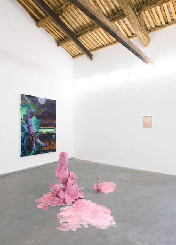 Installation View | AdelisaSelimbasic, Se lo spezzi ne parliamo, 2024, oil onc anvas, cm 40 x 30 @ When in Rome curated by Adriana Polveroni, Albumarte, 2024.
