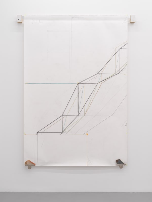 Fabrizio Prevedello, Ponte alle Cervaiole (122.4), 2018, graphite paper, pencil, marble, steel, aluminium, wood, cm 220x170x7, Ph Dario Lasagni