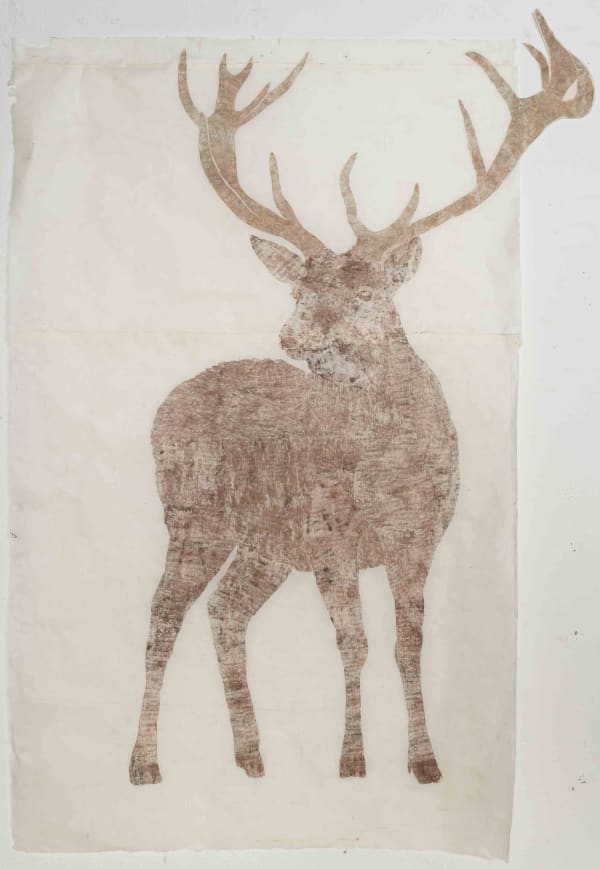 Cervo Sinistro, 2022, oil pastel on Yunnan paper, cm 114 x 80