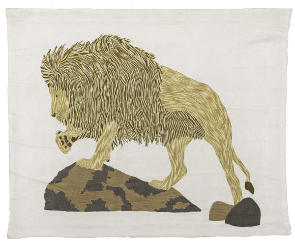 Leone, 2021, cotton Embroidery by Kashmir artisans, cm 94 x 117