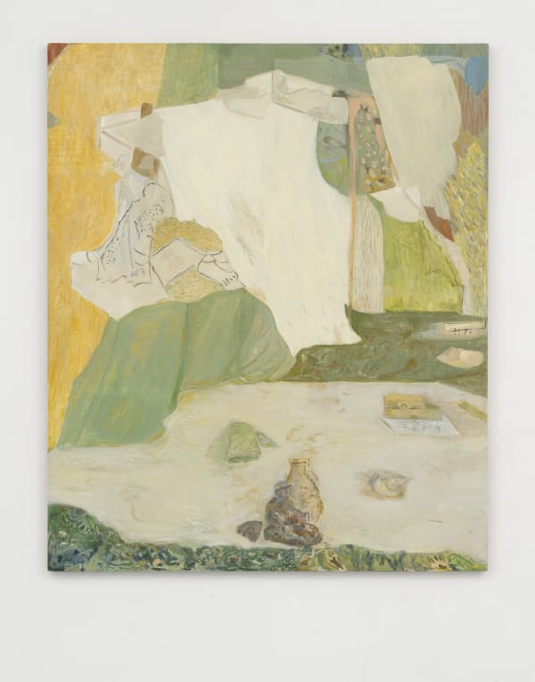 Beatrice Meoni, In studio, bandiera bianca, 2025, oil on panel, cm 120 x 100 Courtesy of the artist and z2o Sara Zanin