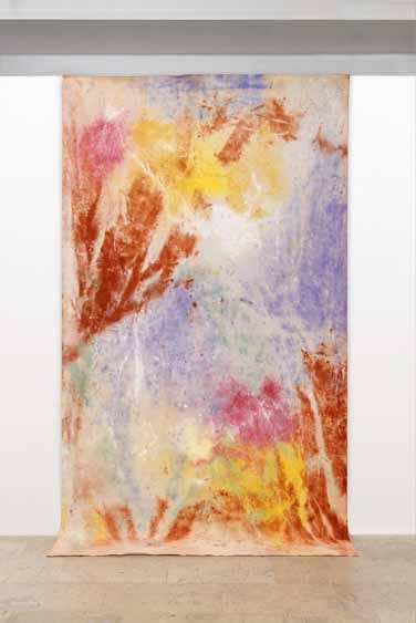 Jessica Warboys, Sea Painting Dunwich, September, 2014, mineral pigment, canvas, cm 345 x 197