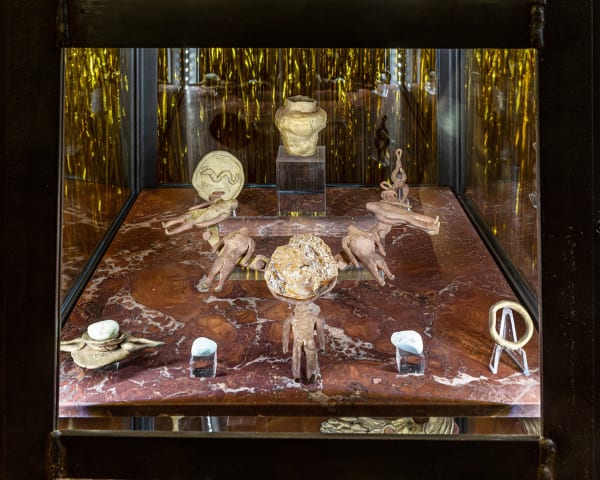 Evgeny Antufiev Obelisk (vitrine), 2021 Installation with mixed media objects [detail] Courtesy the artist & z2o Sara Zanin Photocredits Ela Bialkowska, OKNOstudio