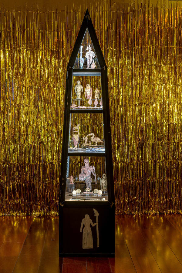 Evgeny Antufiev Obelisk #1 (vitrine), 2021 Installation with mixed media objects Courtesy the artist & z2o Sara Zanin Photocredits Ela Bialkowska, OKNOstudio