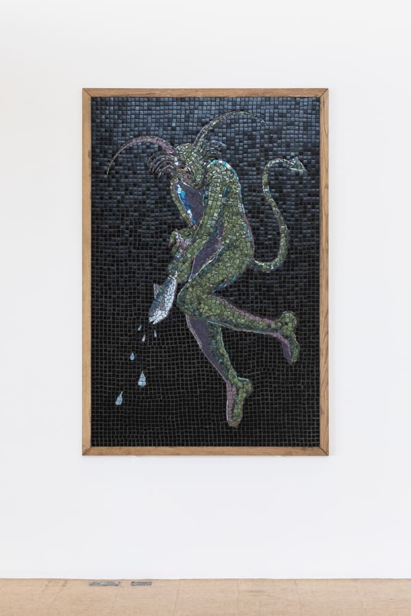 Alexi Marshall Green Man, 2021 Cm 127 x 188 glass and grout on wood