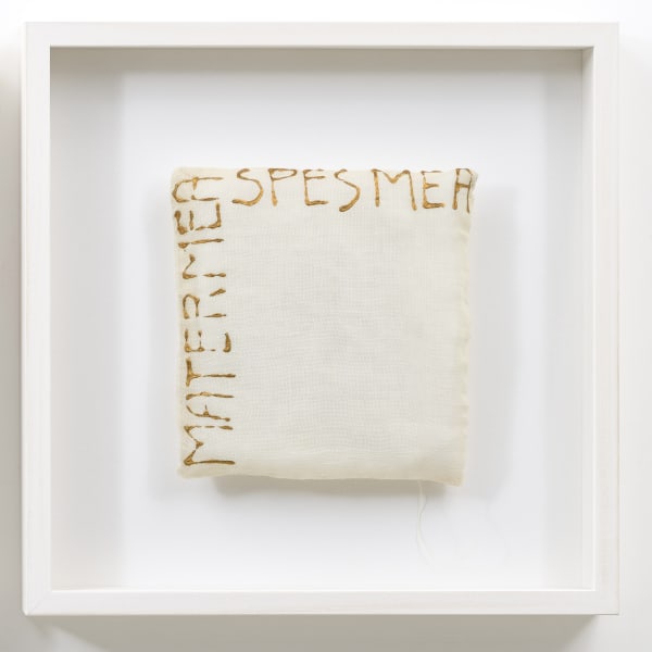 Mariella Bettineschi Morbido, 1980 organza, cotton wool, gold cm 20 x 20; cm 40 x 40 with frame ph. Giorgio Benni