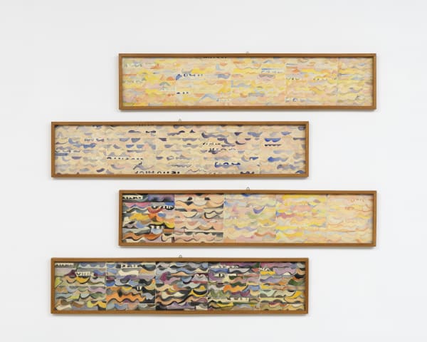 Simona Weller Aspettando l’alba, 1978-1980 tempera on paper cm 20 x 100 each (4 works) ph. Giorgio Benni