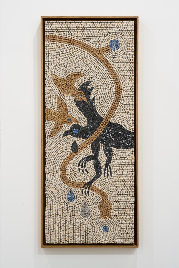 Evgeny Antufiev, Untitled, 2022, Lapislazuli, malachite, travertine, cm 130 x 56. Ph. Sebastiano Luciano