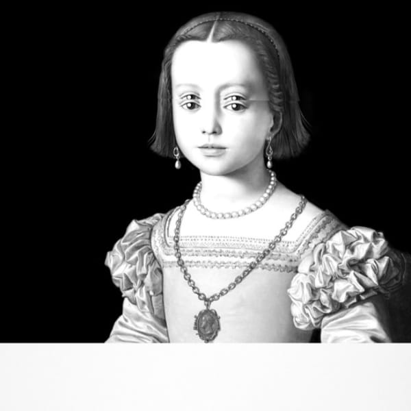 L'era successiva (Bronzino, Bia de' Medici), 2019, digital painting, direct print on plexiglass