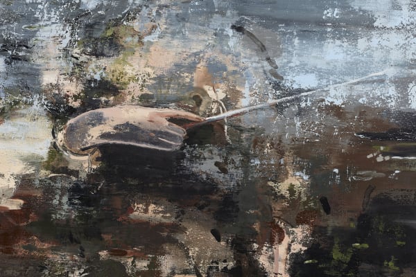 Nazzarena Poli Maramott, MEDEA PENSOSA (2023) mixed media on canvas 200x160 cm. Photo Carlo Favero (detail)
