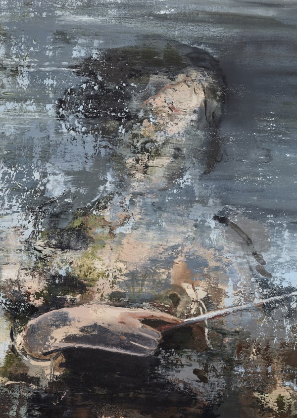 Nazzarena Poli Maramott, MEDEA PENSOSA (2023) mixed media on canvas 200x160 cm. Photo Carlo Favero (detail)
