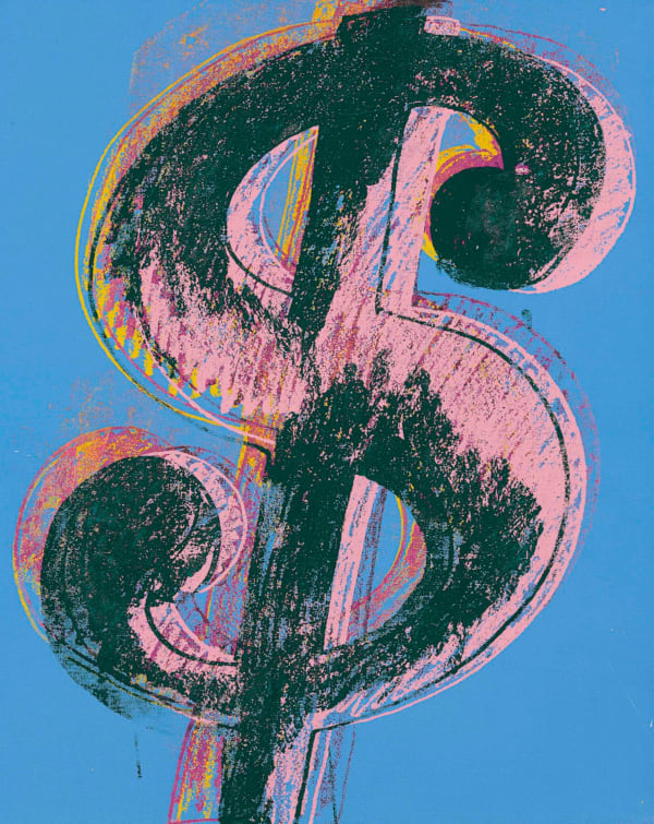 Andy Warhol. Dollar Sign, 1981. Synthetic Polymer paint and silkscreen ink on canvas, 20 x 16 in. (50.8 x 40.6 cm.)