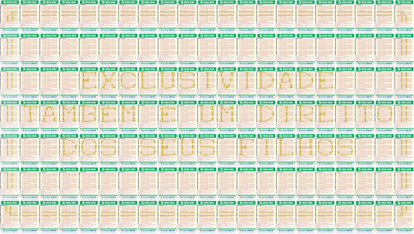 Daniel Escobar ÁRIA Petrópolis, 2014 lottery tickets and golden thread 98 x 173 cm Series: A nova promessa [The new promise]