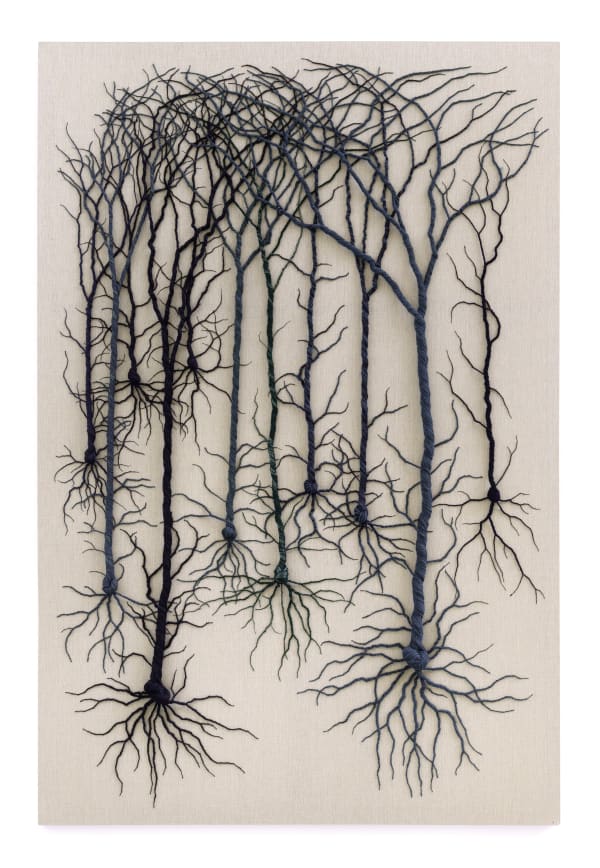 Janaina Mello Landini Ciclotrama 354 (bosque neural) , 2024 Fios diversos sobre linho 300 x 200 cm