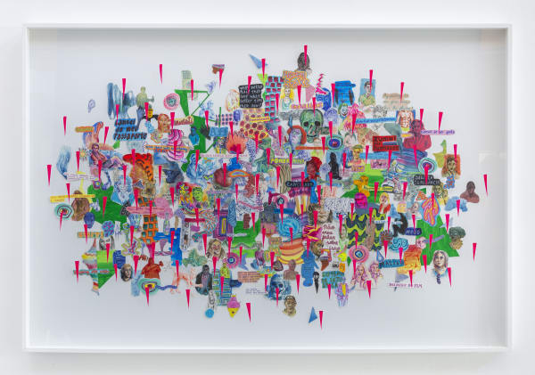 Pedro Varela Sem título, 2022 técnica mista montada com alfinetes sobre painel 120 x 180 cm