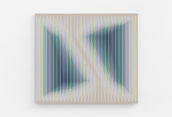 Daniel Mullen, Proximity XVIII: Structured Cyan in Low-Chroma Triadic Field, 2025