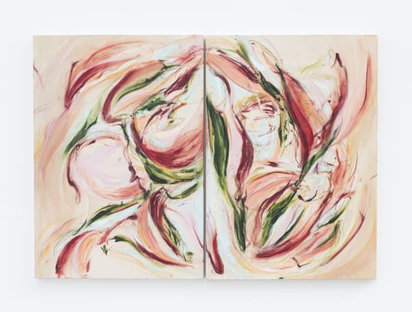 Julia Pereira Rastro e Pulsão, 2025 Óleo, bastão oleoso e pastel oleoso 100 x 140 cm