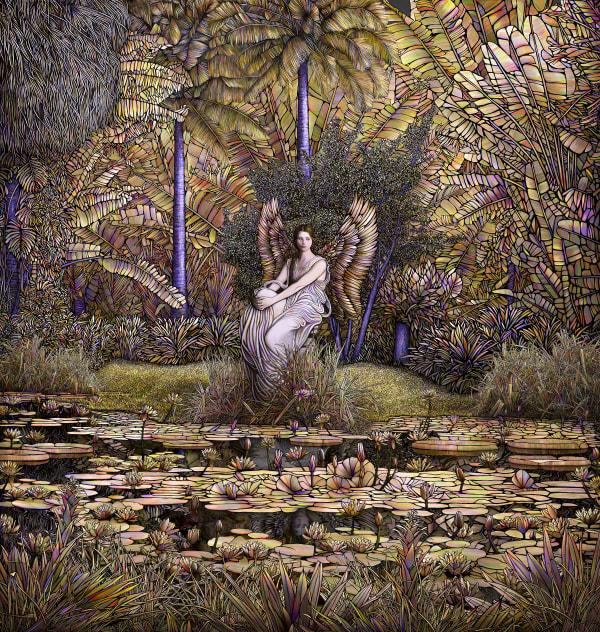 Marcelo Tinoco Jardim Suspenso, 2020 Pigmento mineral sobre papel de algodão 160 x 150 cm