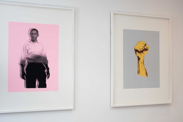 Obama Pink, 2010, and Struggle Light, 2010, installation view, courtesy of The Studio of Nicola Green