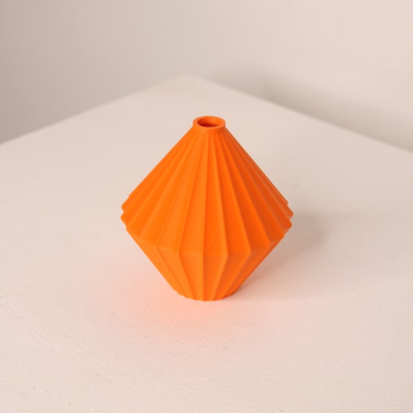 Keeley Traae PLA 3d printed diamond shaped dimensional incised line texture, tangerine