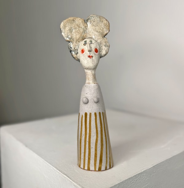 Jane Muir, Little Lady - White with Ochre Stripes