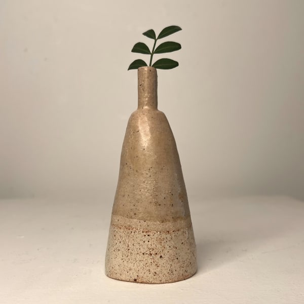 Jode Pankhurst ceramic bottle vase in white and cream glaze