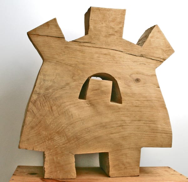 Caroline Saunders oak abstracted wooden sculpture in natural wood