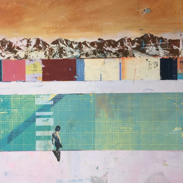 Dan Parry-Jones, Boy By A Pool, Orange Sky, 2019