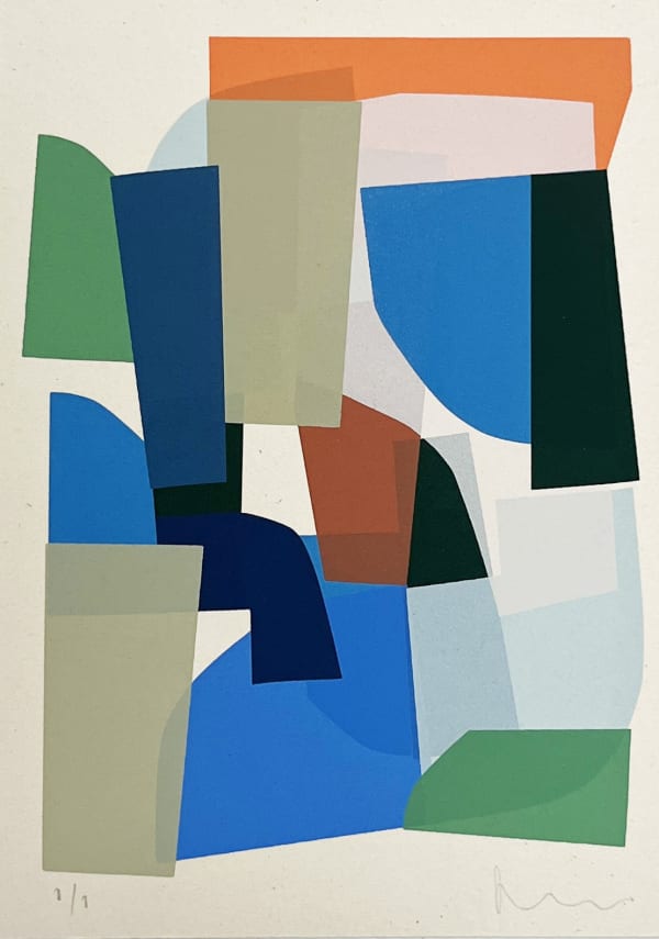 Jonathan Lawes abstract silkscreen print on finnboard