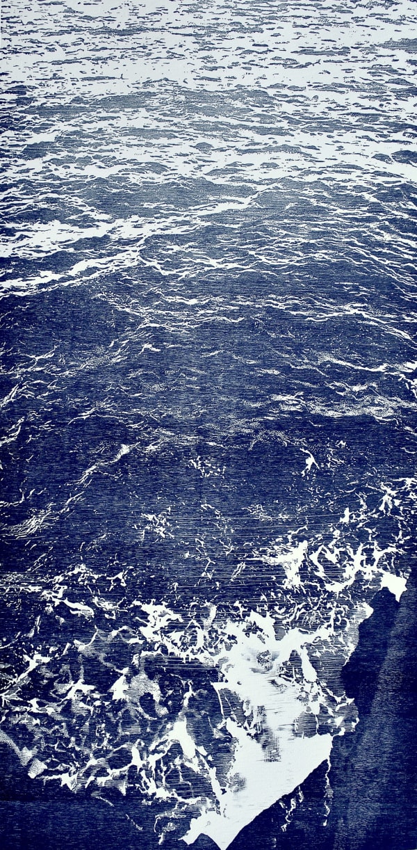 Trevor Price monochrome print detailing the cornish waves in St Ives