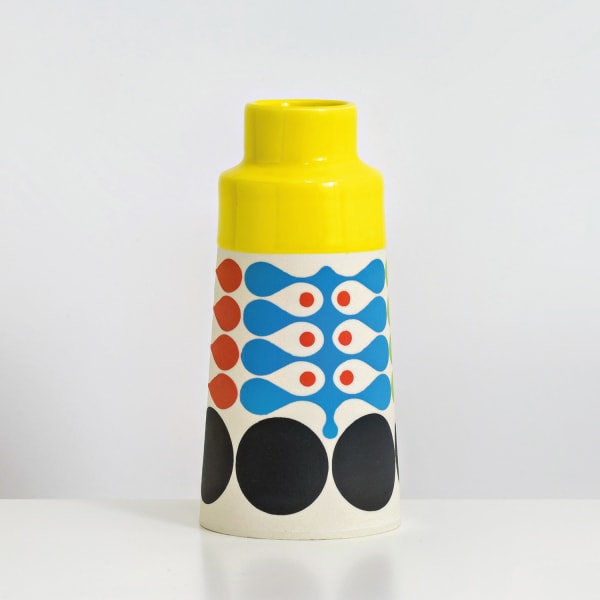 MapMap ceramic cone bottle vase in colours yellow, blue, green and red